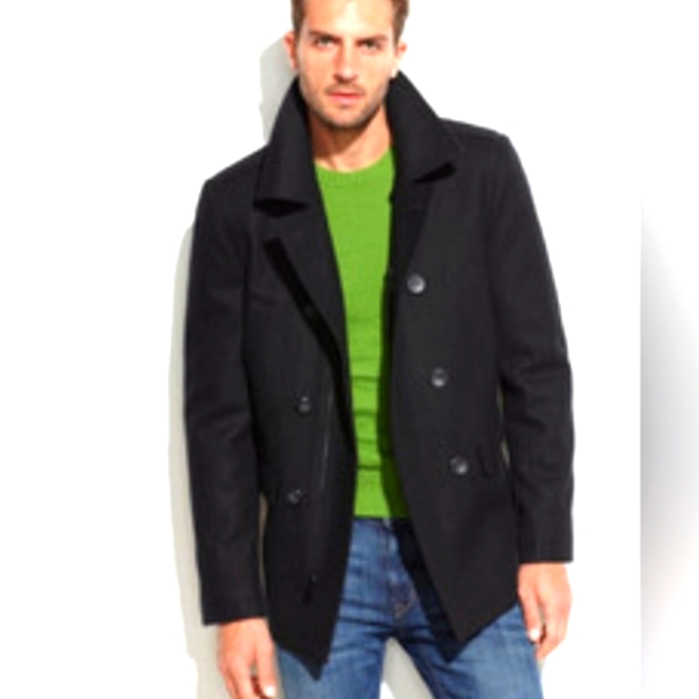 G By Guess Military Style Men's Wool Vlend Peacoat Black As New